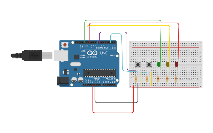 Circuit design Leds Arduino - Tinkercad