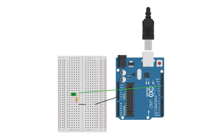Circuit design Arduino two LED flash - Tinkercad