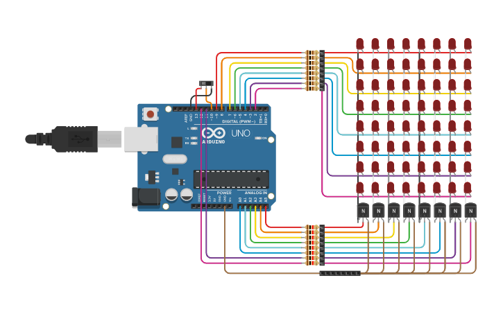 Circuit design LED array 8x8 (64 LEDs) - Tinkercad