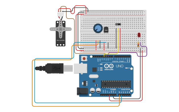 Circuit design servo motor control with potentiometer and temperature ...