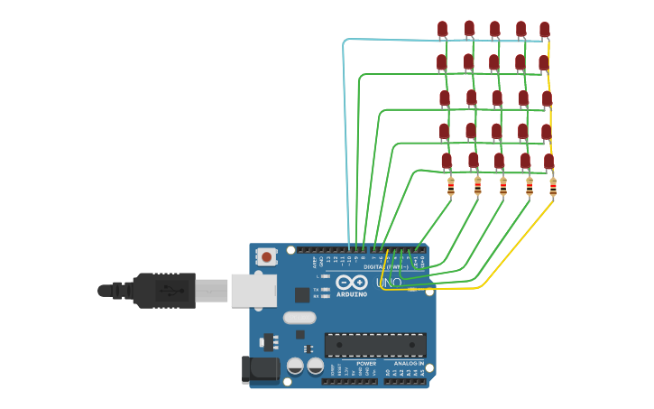 Circuit design LED Matrix - Tinkercad