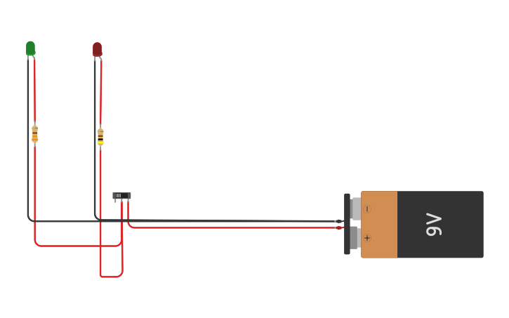 Circuit design Encendido de 2 diodos led con un interruptor - Tinkercad