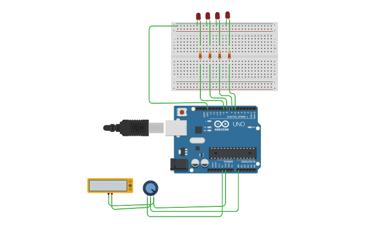 Circuit design 4 bit - Tinkercad