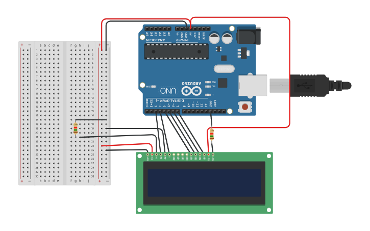Circuit design Arduino Clock Without RTC Real Time Clock Module on LCD ...