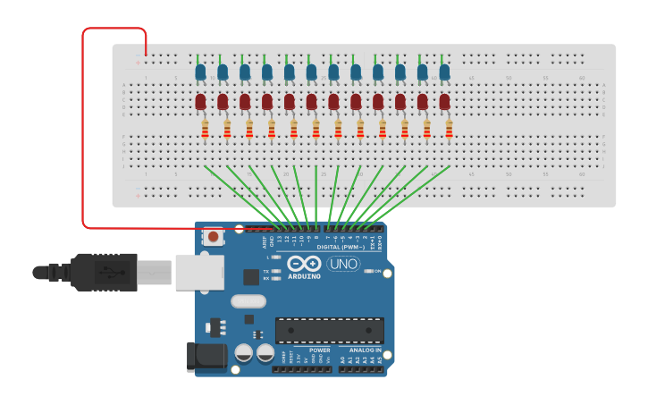 Circuit design 12 Led Sequencer - Tinkercad