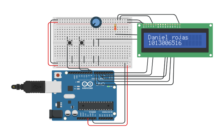 Circuit design display LCD - Tinkercad