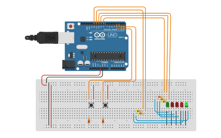 Circuit design interrupciones de arduino - Tinkercad