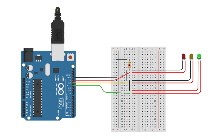 Circuit design traffic light coding - Tinkercad