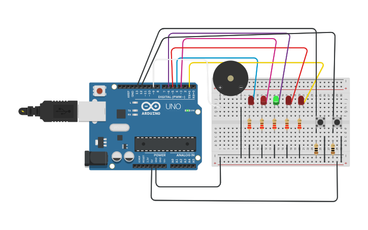 Circuit design led ruleta - Tinkercad