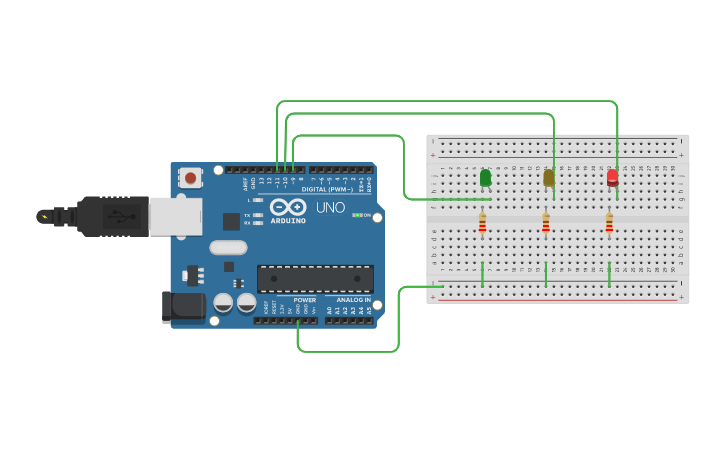 Circuit design Traffic Light - Tinkercad