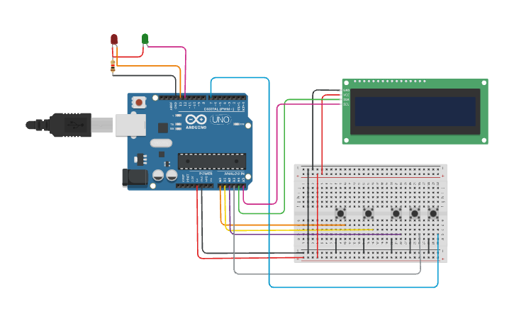 Circuit design electronic voting machine - Tinkercad