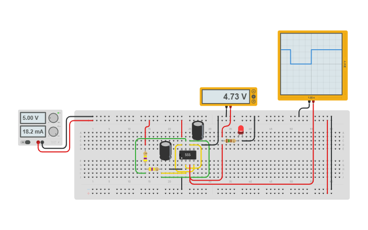 Circuit design Timer 555 - Tinkercad