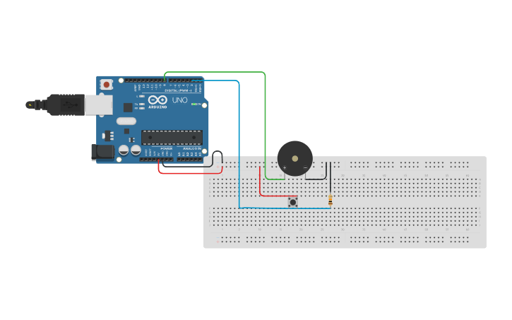 Circuit design Buzzer con señal sonora - Tinkercad