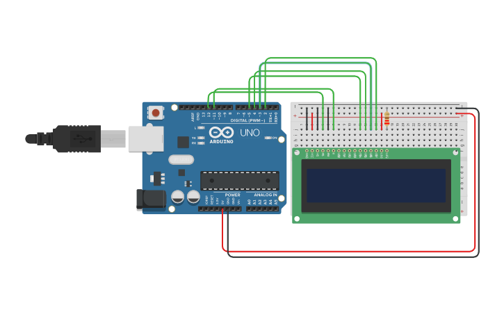 Circuit design Arduino with LCD Interface - Tinkercad