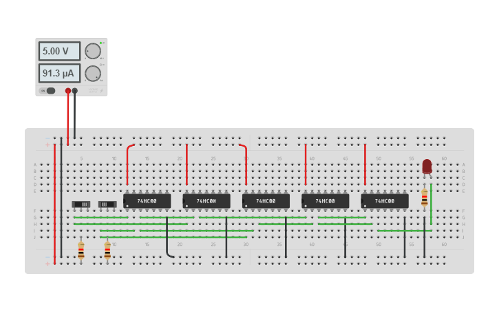 Circuit design XNOR using NAND - Tinkercad