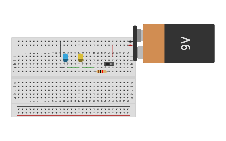 Circuit design LED with slideswitch - Tinkercad