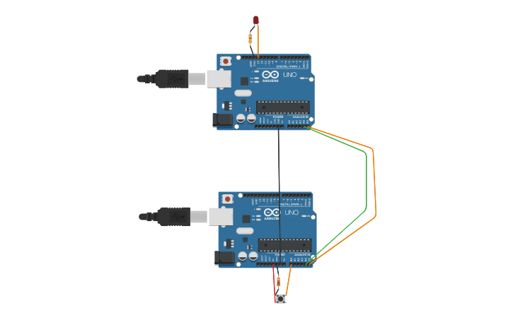 Circuit design Arduino-to-Arduino I2C Communication - Tinkercad