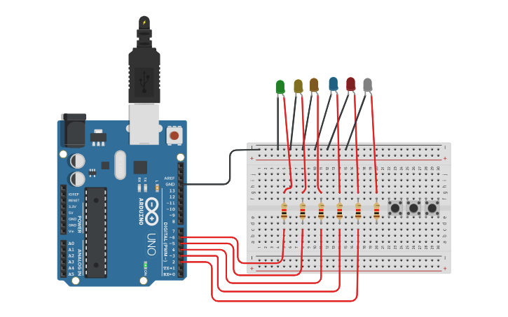 Circuit design led pulsador - Tinkercad