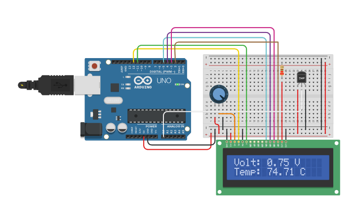 Circuit design LM35 - Tinkercad