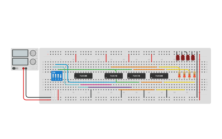 Circuit design 1:4 DEMUX - Tinkercad