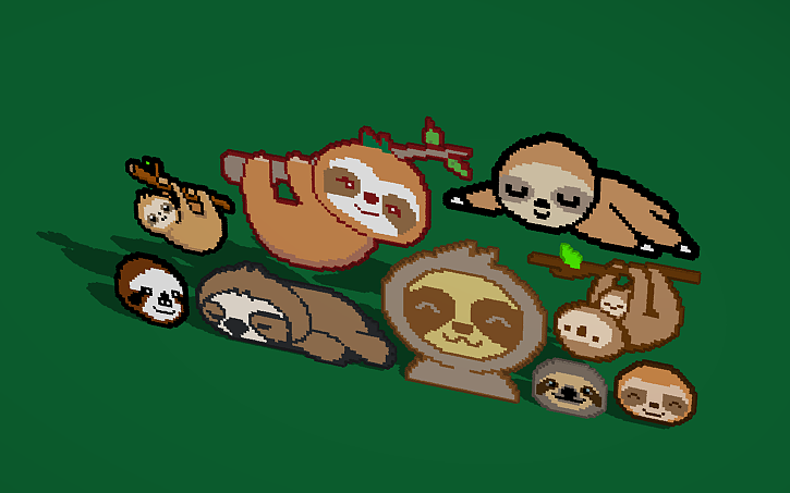 3D design Sloth pixel arts! - Tinkercad
