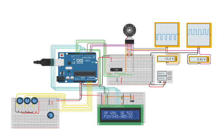 Circuit design PID Control -- DC Motor with Encoder - Tinkercad
