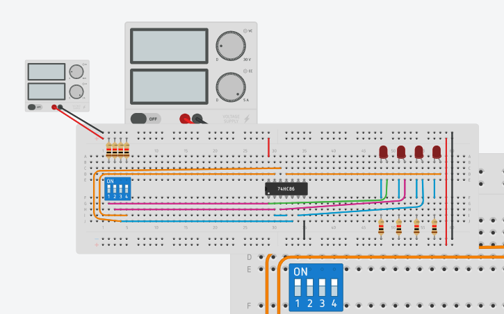 Circuit design BINARY TO GRAY CODE CONVERTER - Tinkercad