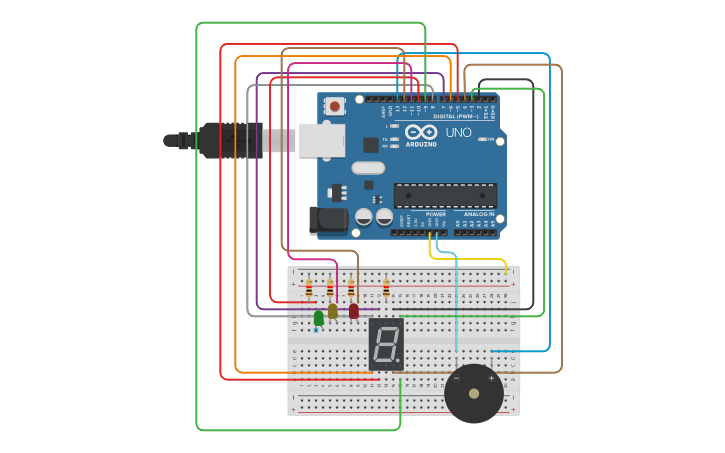Circuit design TRAFFIC LIGHT CONTROL SYSTEM - Tinkercad