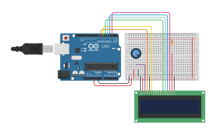 Circuit design Reloj digital con arduino y LCD - Tinkercad