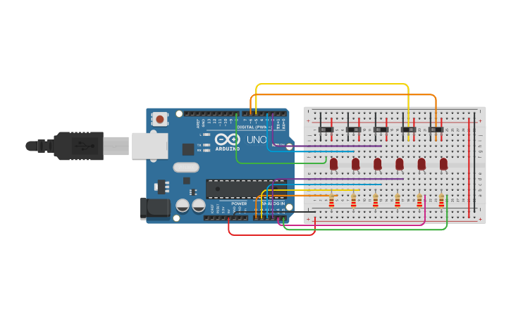 Circuit design simulation using Arduino code - Tinkercad