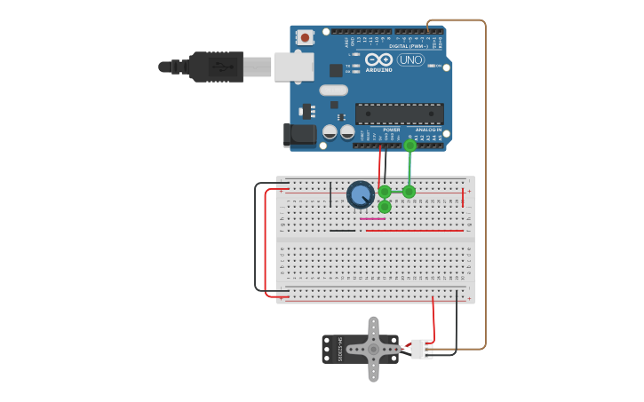 Circuit design SERVO CON POT - Tinkercad