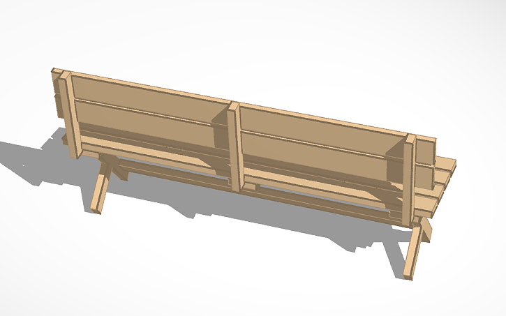 3D design wooden bench - Tinkercad