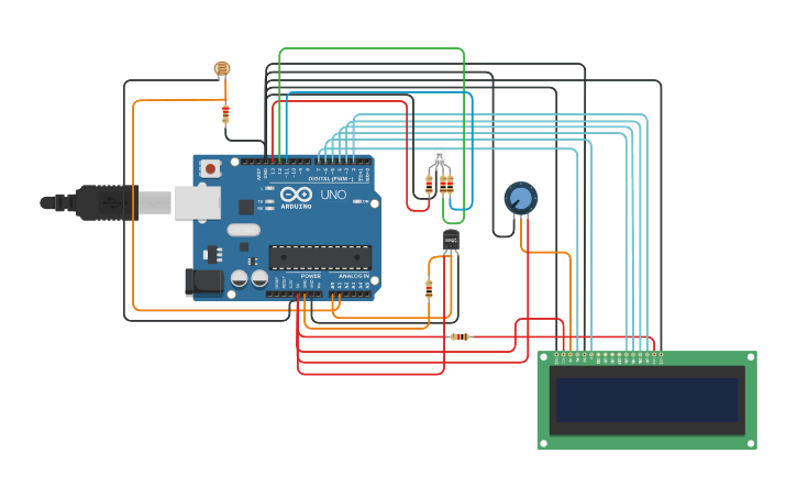 Circuit design PRACTICA N°7 VISUALIZACION TEMPERATURA CON LCD - Tinkercad