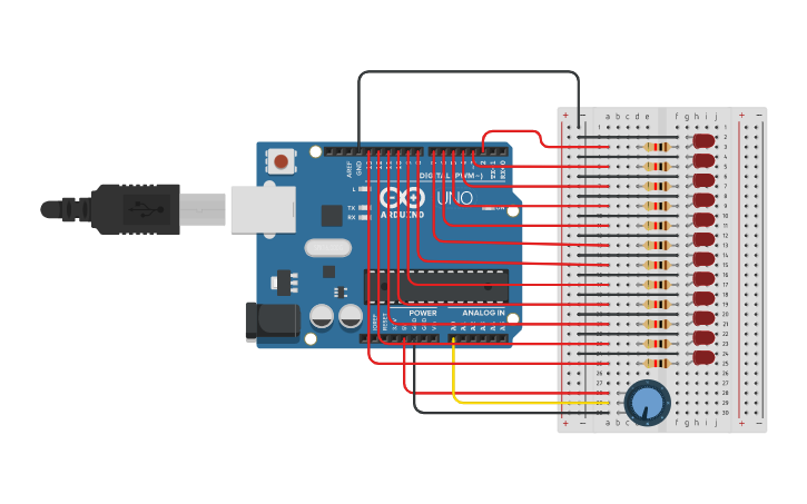 Circuit design Arduino : Blinking LED Array - Tinkercad