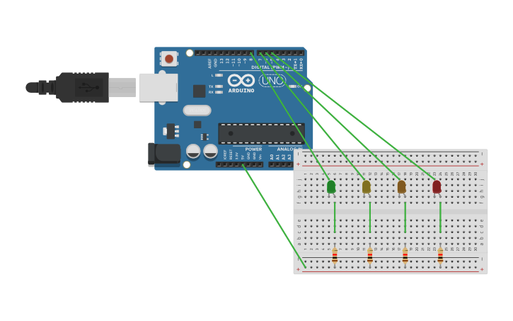 Circuit design Secuencia de LEDS con ciclo For - Ainara Suárez Martín ...