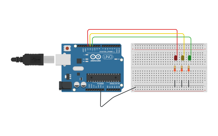 Circuit design Blinking Lights - Tinkercad