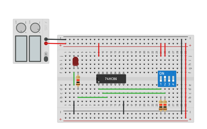 Circuit design XOR GATE - Tinkercad
