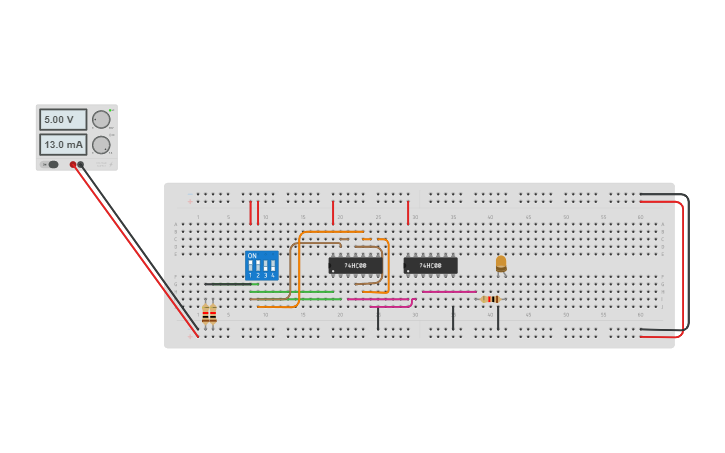 Circuit design XNOR using NAND Gate - Tinkercad