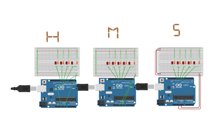 Circuit design Binary Clock - Tinkercad