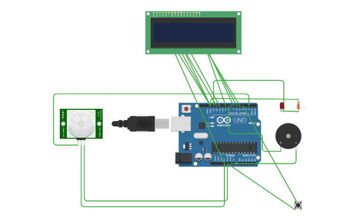 Circuit design Motion-Activated Alarm Project - Tinkercad