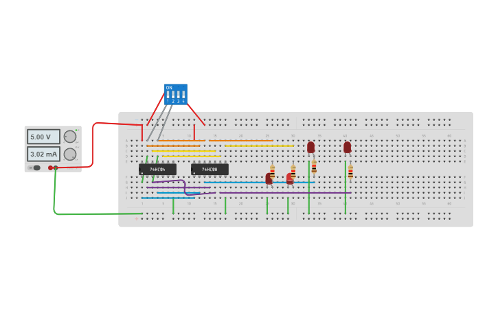 Circuit design 2x4 Decoder - Tinkercad