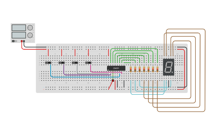 Circuit design BCD to 7-Segment Decoder - Tinkercad