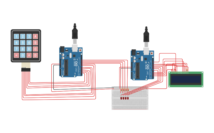 Circuit design SPI Master and Slave - Tinkercad