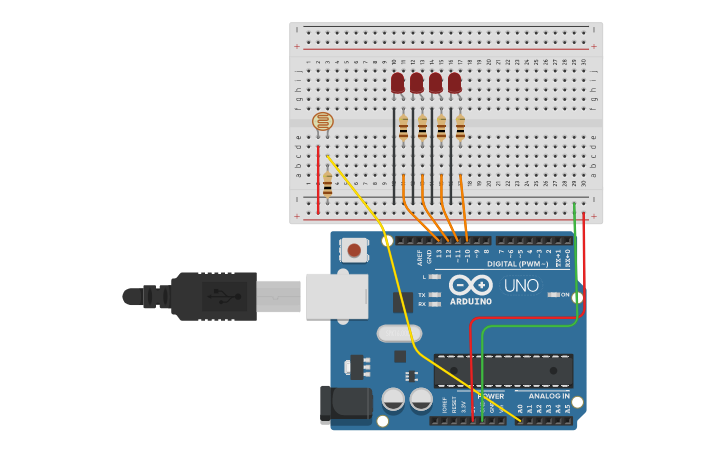 Circuit design Basic Arduino Photometer - Tinkercad