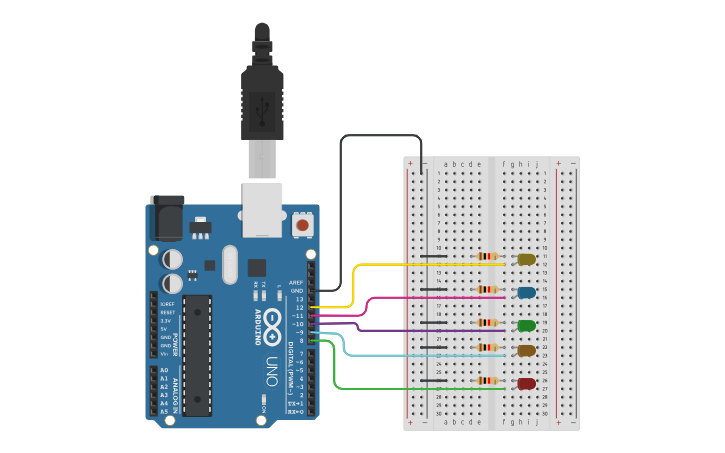 Circuit design DDRB - Tinkercad