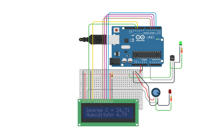 Circuit design Interfacing humidity sensor in arduino - Tinkercad