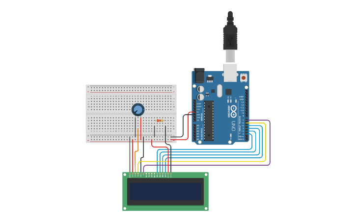 Circuit design LCD 16x2 - Tinkercad