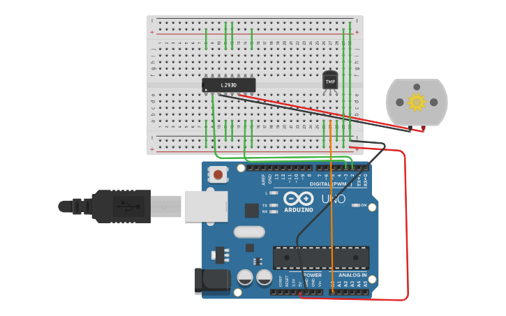 Circuit design Automatic fan - Tinkercad