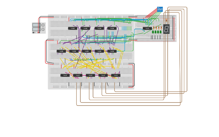 Circuit design Hexa to 7 segment display - Tinkercad