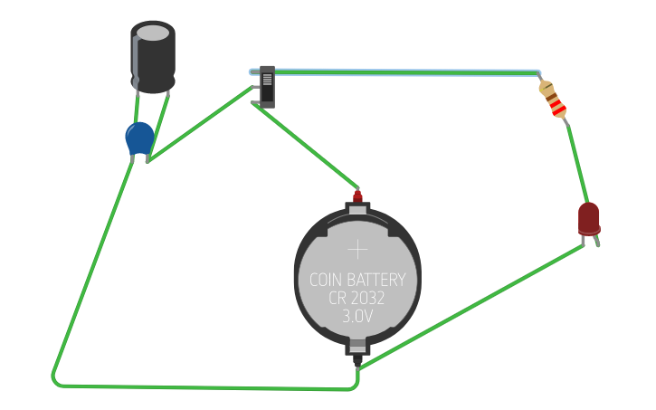 Circuit design Capacitor LED circuit - Tinkercad